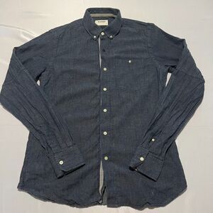 KARDO Men's Small S Woven Button Down Shirt Blue Cotton Long Sleeve